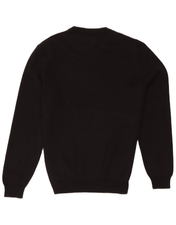 Pulover pentru bărbați Zara, cu gât crew, bumbac mediu negru