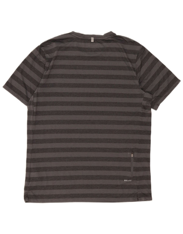 Tricou Nike Dri Fit pentru bărbați Top mare din poliester cu dungi gri