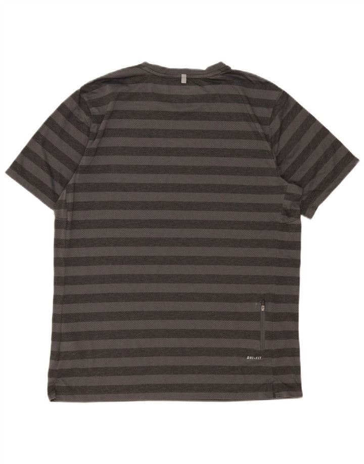 Tricou Nike Dri Fit pentru bărbați Top mare din poliester cu dungi gri