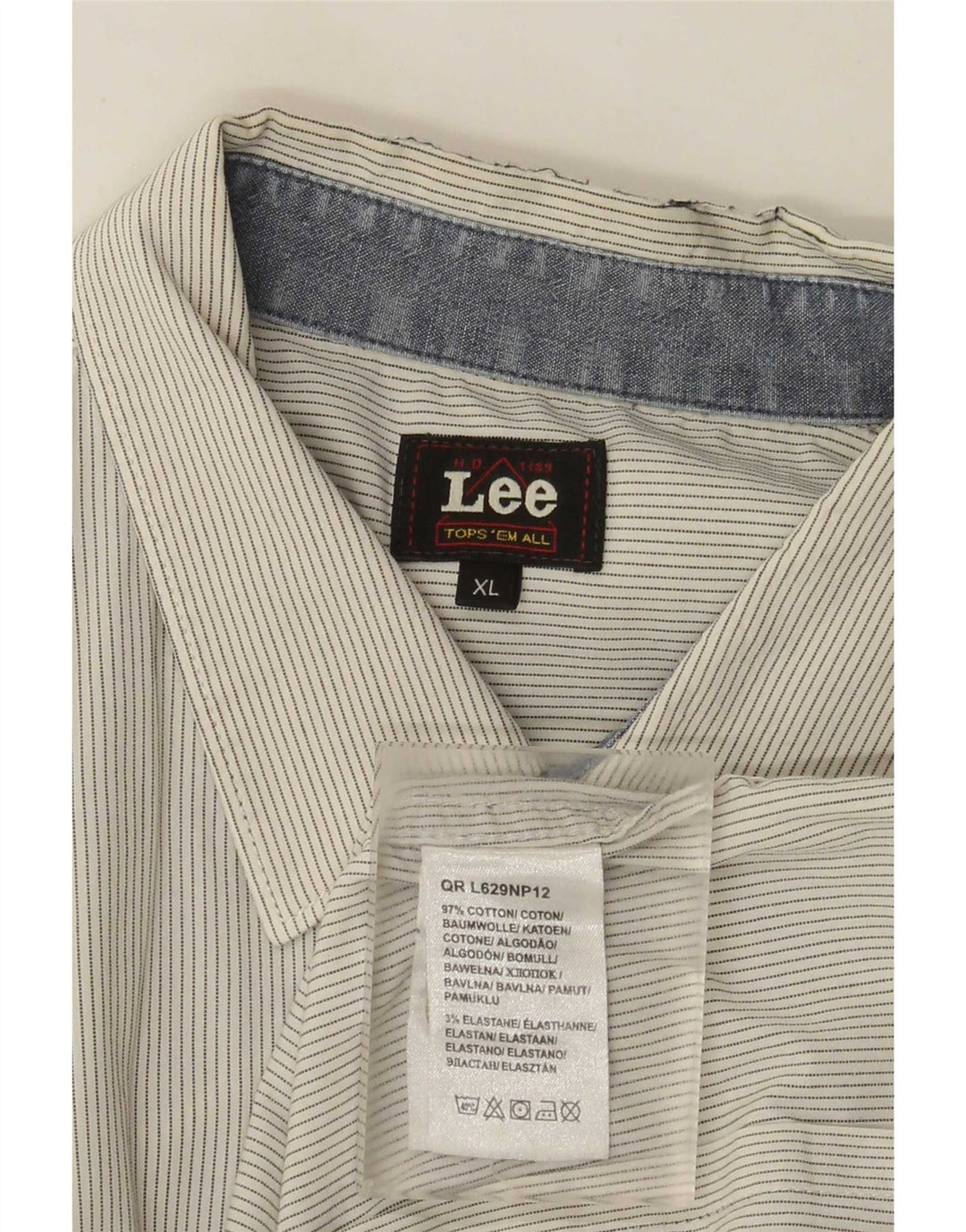 Cămașă pentru bărbați Lee XL, bumbac cu dungi alb