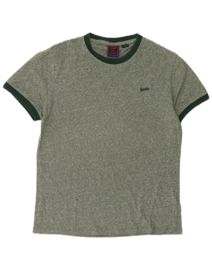 Tricou Superdry pentru bărbați Top din bumbac cu pete verde mediu