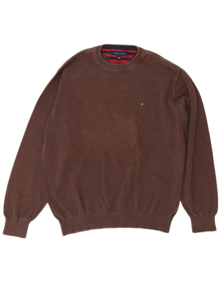 Pulover pentru bărbați Tommy Hilfiger cu gâtul turnat, maro mare