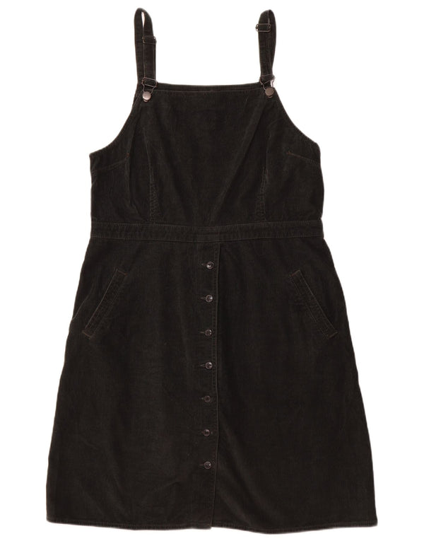 TOPSHOP Womens Corduroy Dungaree Dress UK 16 Large Green Cotton