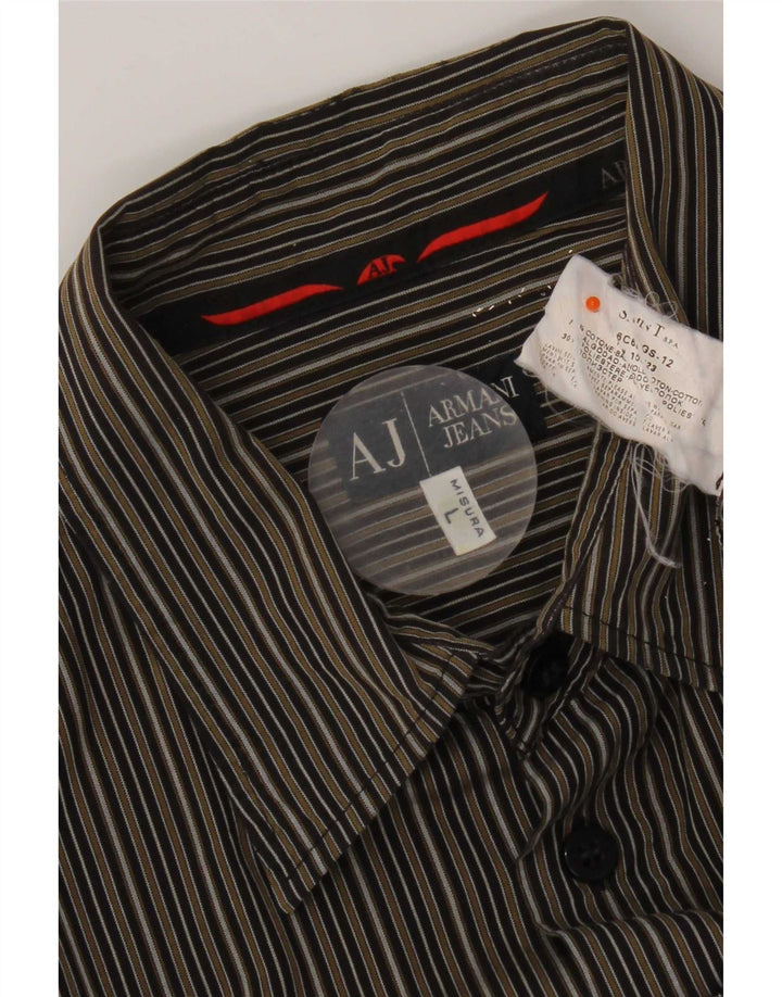 Cămașă Armani pentru bărbați, bumbac cu dungi verzi mari