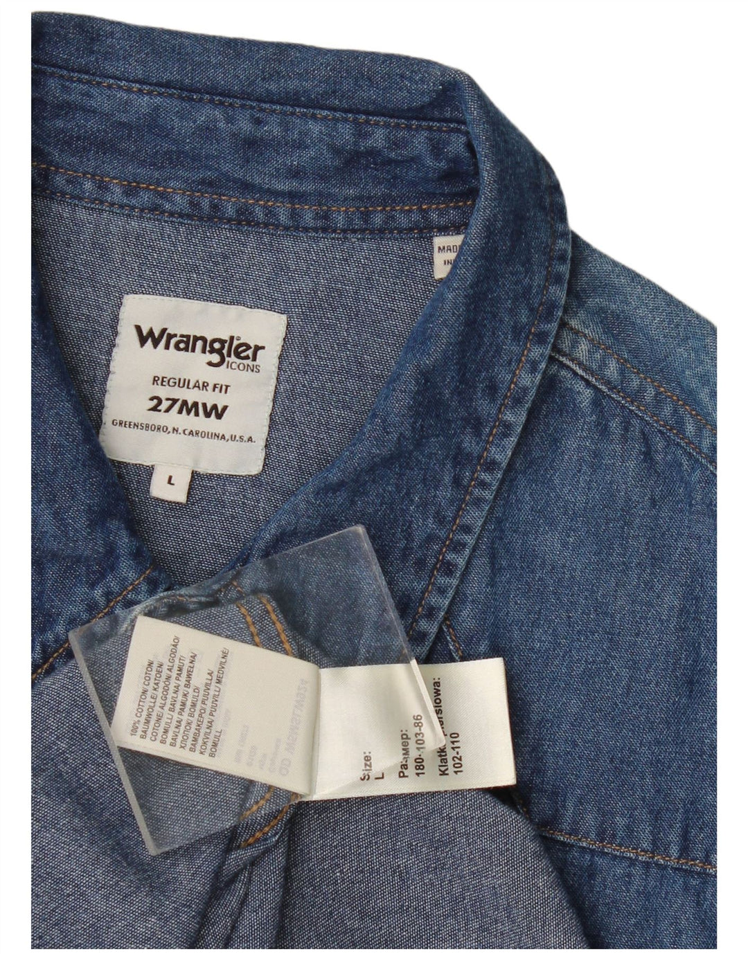 Cămașă din denim Wrangler pentru bărbați, mare, albastru
