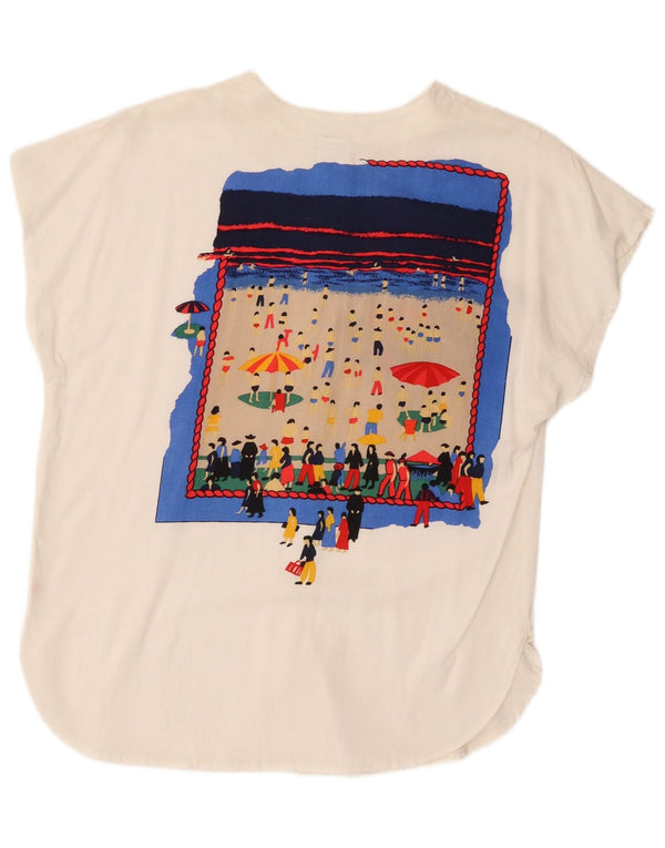 Bluză cu cămașă cu grafică supradimensionată pentru femei Fast Fast EU 36 Small White