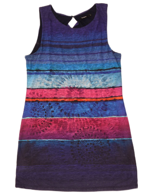 Rochie tricou grafică Desigual pentru femei UK 18 XL, cu dungi multicolore