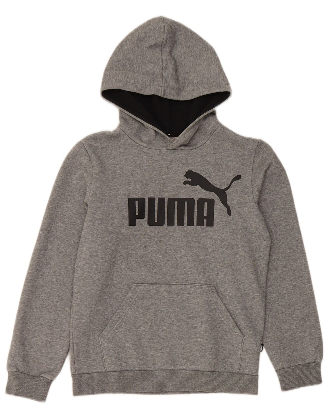 Pulover cu glugă grafic PUMA pentru băieți 11-12 ani, bumbac gri
