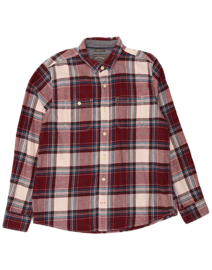 FAT FACE Mens Classic Fit Flannel Shirt Large Red Check Cotton