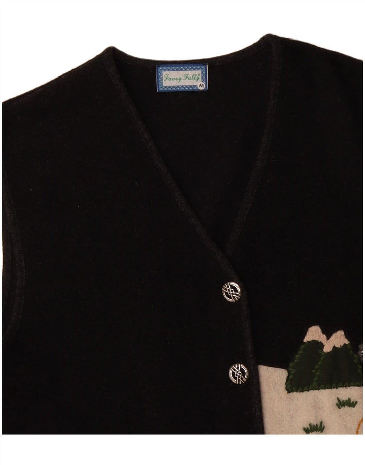 Fancy Fully Womens Graphic Gilet UK 14 Medium Gri Colorblock Lână