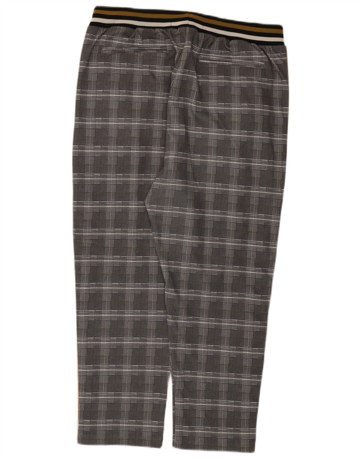 Pantaloni de trening Zara pentru femei Crop UK 14, largi, gri poliester cu carouri