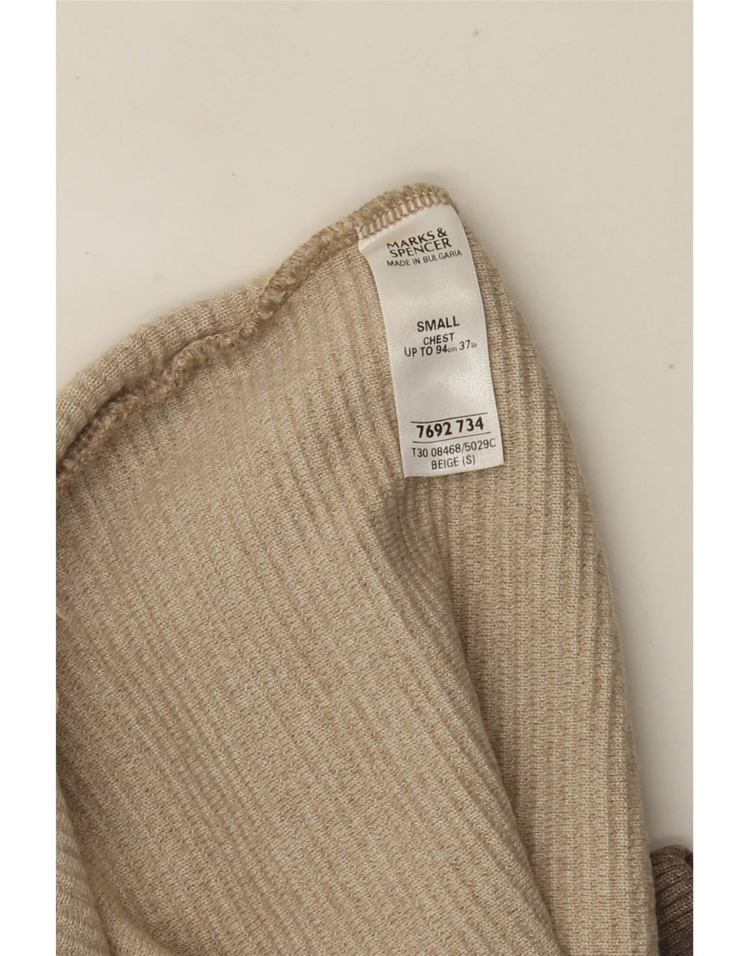Pulover pentru bărbați Marks & Spencer, cu decolteu în V, mic, bej, acrilic