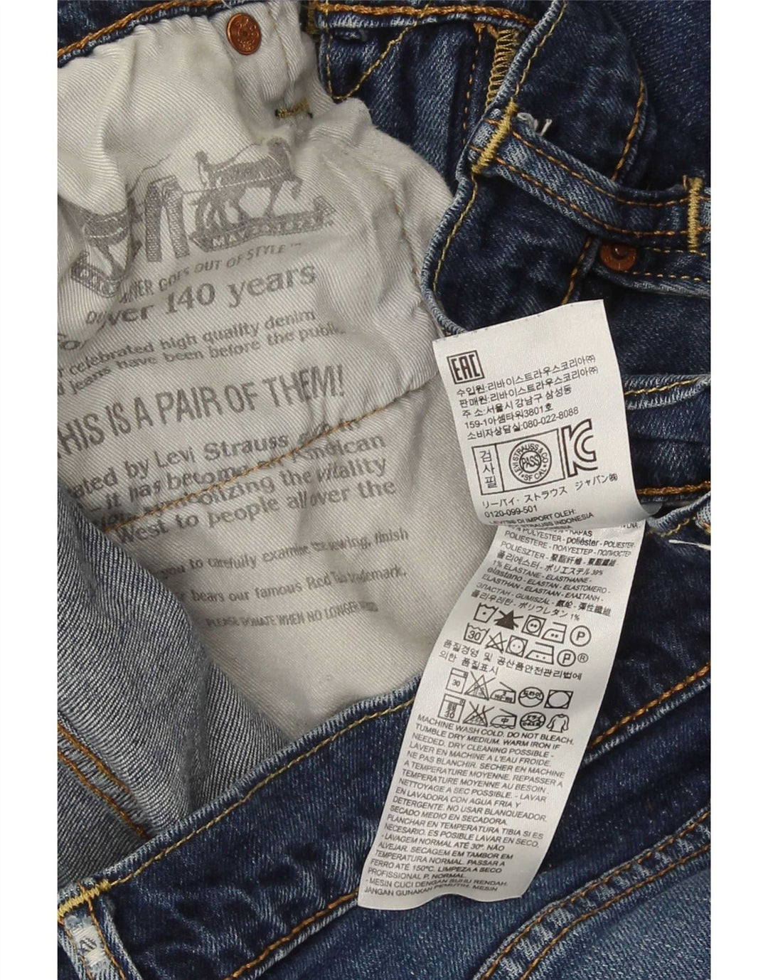 Blugi drepți distressed pentru femei Levi's W33 L32 Bumbac albastru