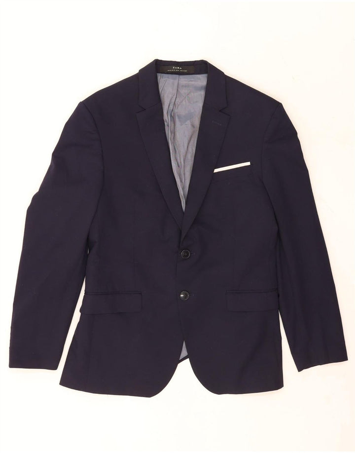 Blazer pentru bărbați Zara cu 2 nasturi EU 46 Mic Viscoză bleumarin