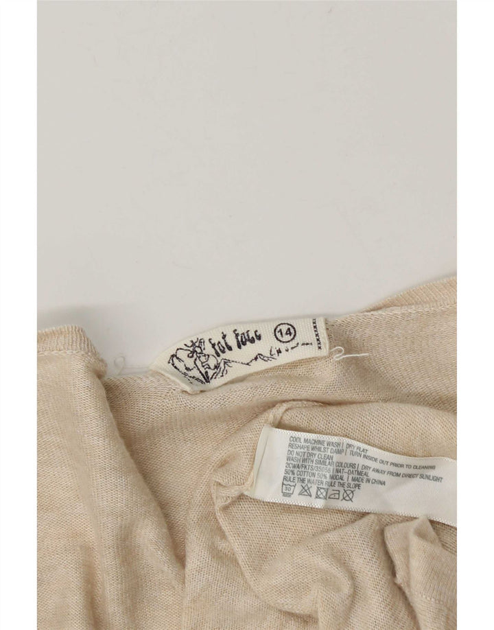 Pulover cardigan deschis pentru femei Fat Face UK 14 Medium Bej Flecked