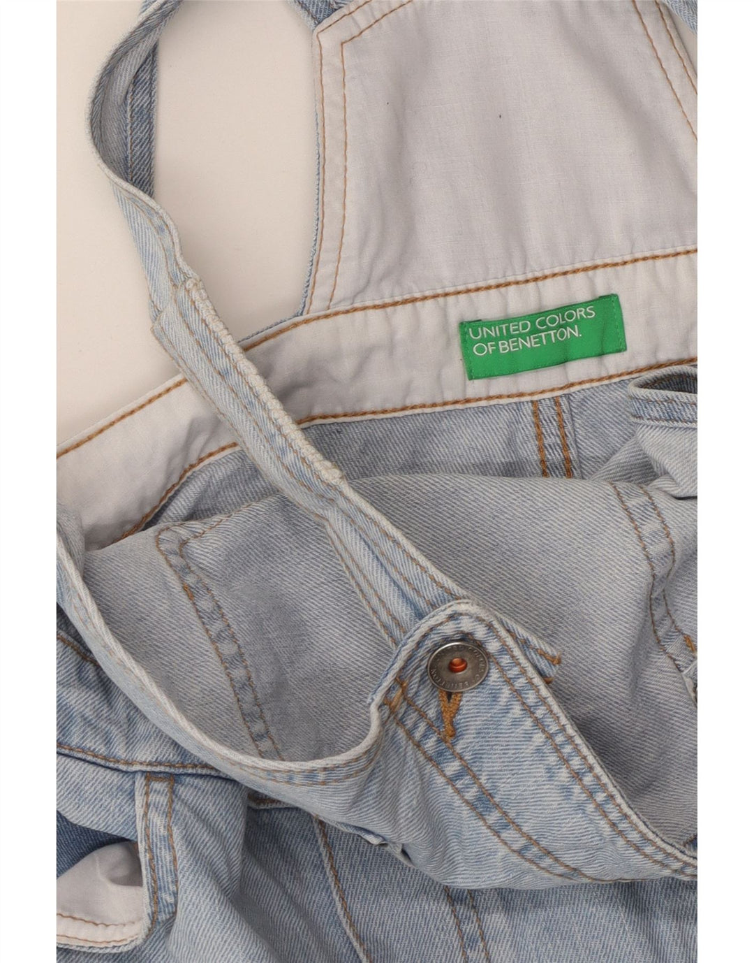 Pantaloni scurți din denim salopete pentru femei BENETTON W26 Small Blue