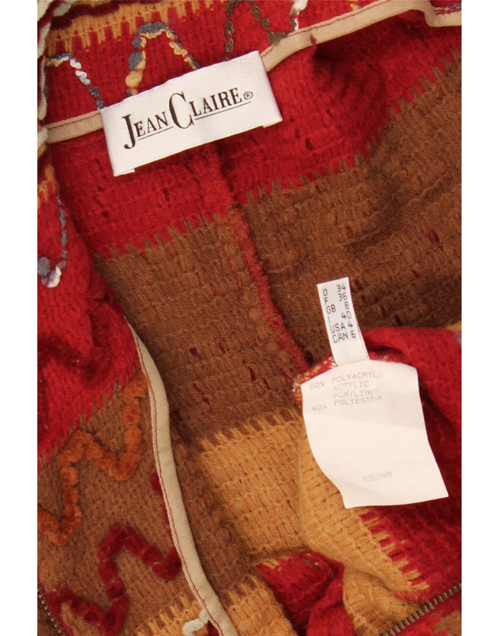 JEAN CLAIRE Pulover cardigan pentru femei UK 8 Acrilic cu dungi roșii mici