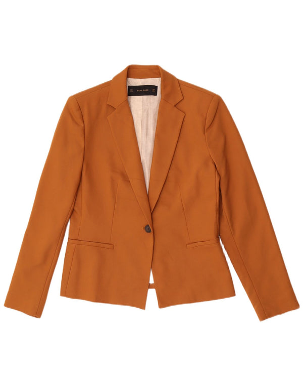 Blazer pentru femei Zara cu 1 nasture UK 14, mare, bej, poliester