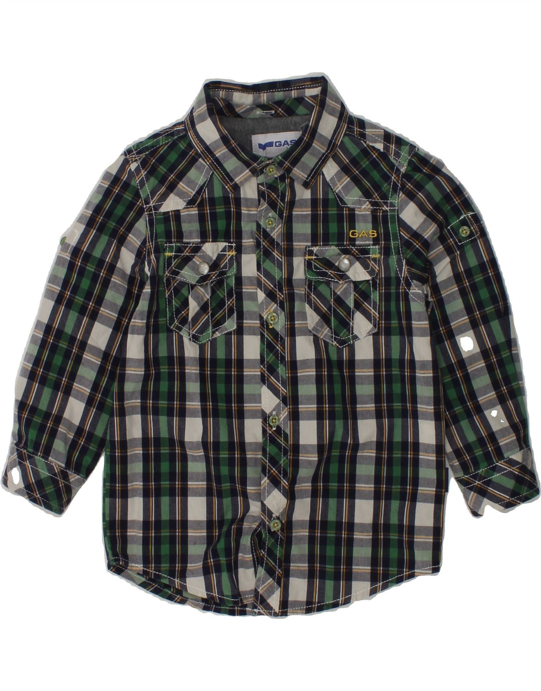 GAS Baby Boys Shirt 12-18 Months Green Check Cotton | Vintage Gas | Thrift | Second-Hand Gas | Used Clothing | Messina Hembry 