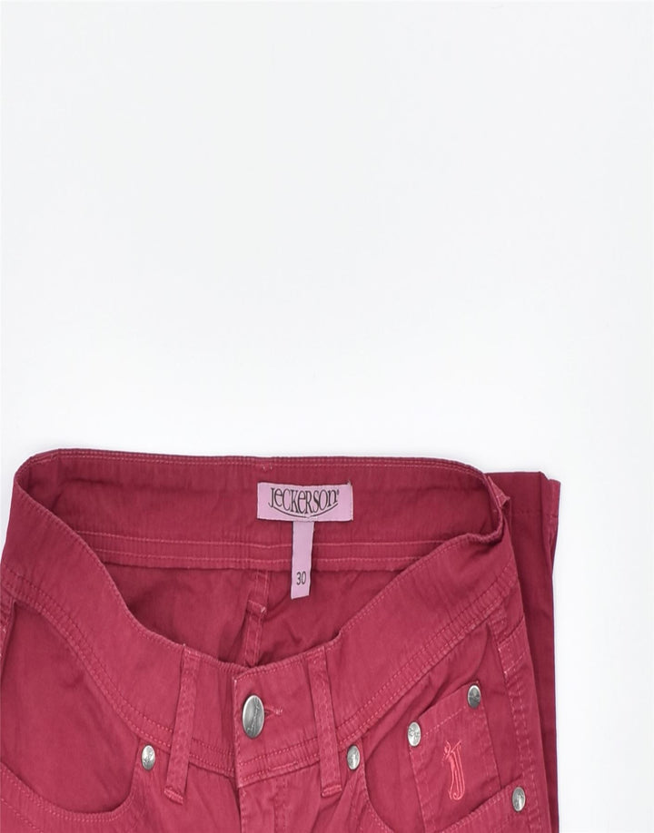 JECKERSON Womens Capri Jeans W30 L25 Maroon Cotton | Vintage | Thrift | Second-Hand | Used Clothing | Messina Hembry 