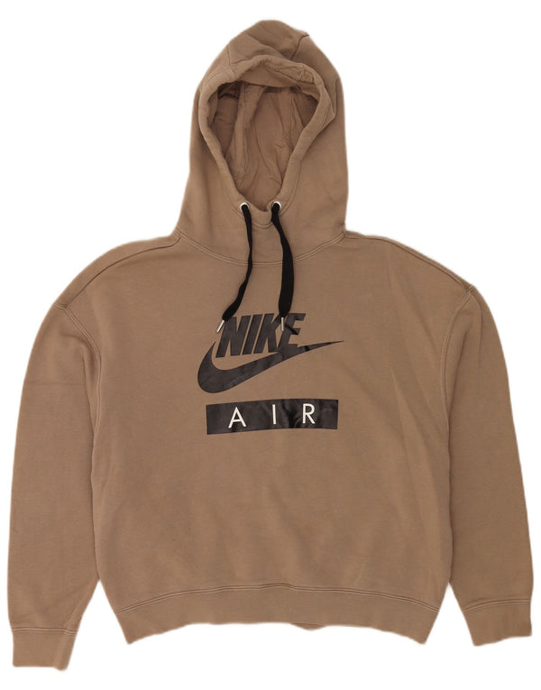 Pulover cu glugă supradimensionat cu grafic Nike pentru femei UK 6 XS bumbac maro