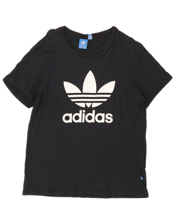 Tricou grafic supradimensionat Adidas pentru femei Top UK 10 Small Black Bumbac