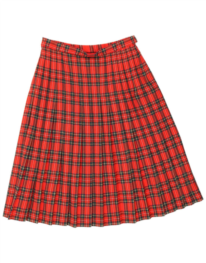 Fusta plisată Vintage pentru femei W28 Medium Red Check