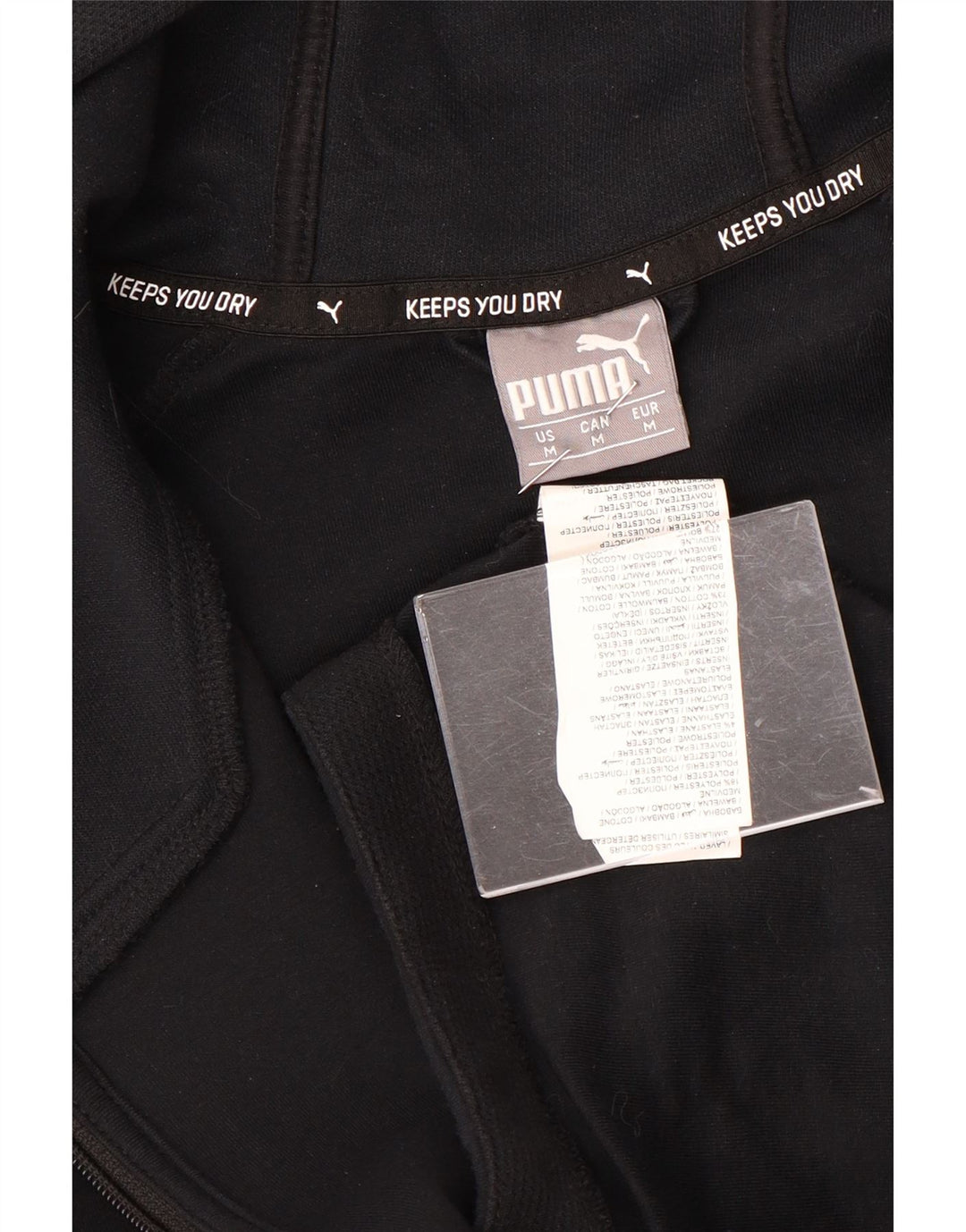 Pulover PUMA pentru femei cu fermoar, UK 14, bumbac mediu negru