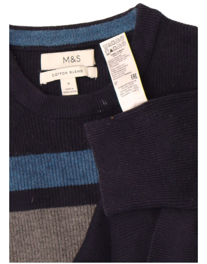 Pulover Marks & Spencer pentru bărbați, cu gât crew, color block, mediu bleumarin