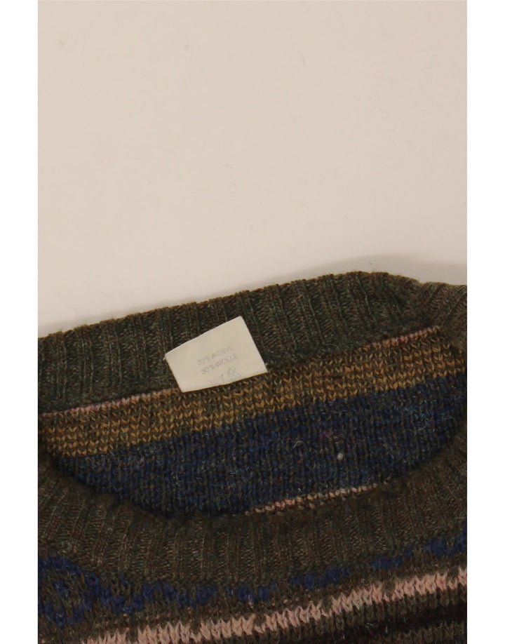 Pulover Vintage pentru bărbați cu gât roșu, mijlociu, multicolor, Fair Isle