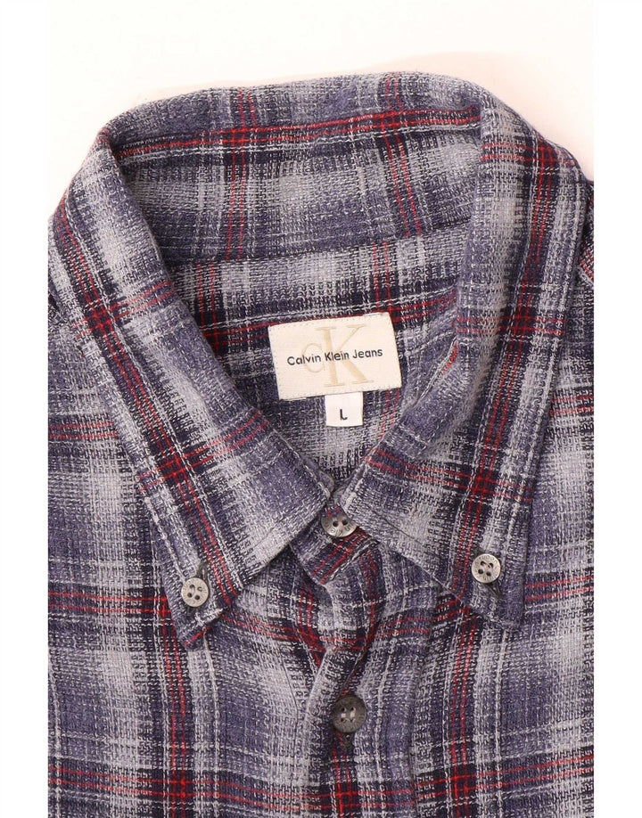 Cămașă de flanel pentru bărbați Calvin Klein Jeans, cu carouri mari, albastre