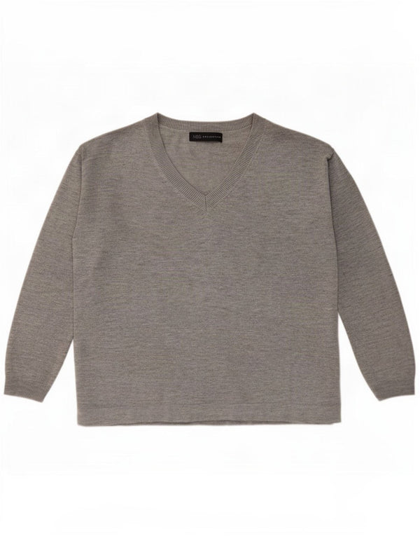 Pulover cu decolteu în V supradimensionat pentru femei Marks & Spencer UK 10 mic gri