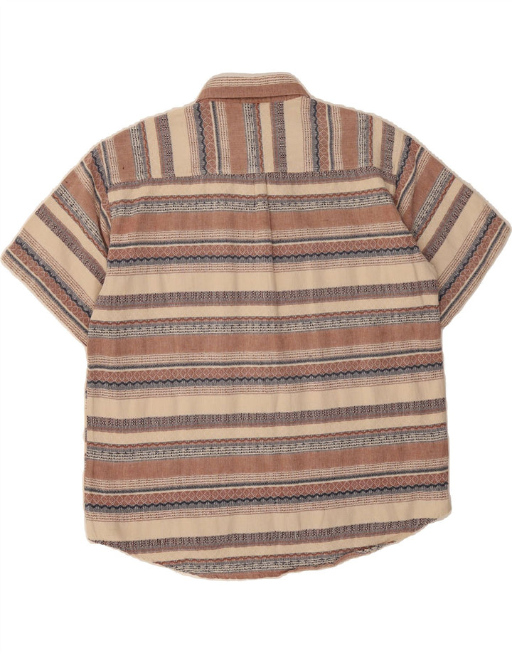 VINTAGE Mens Short Sleeve Shirt Large Brown Striped Vintage Vintage and Second-Hand Vintage from Messina Hembry 