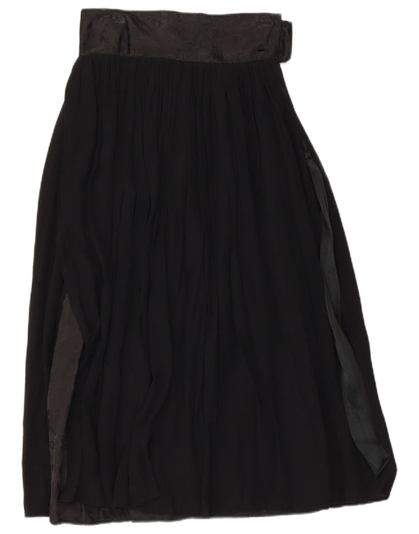 Fusta midi vintage pentru femei cu talie înaltă IT 42 Medium W26 Viscoză neagră
