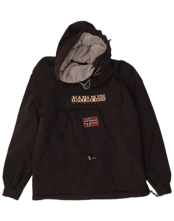 Napapijri Mens Geographic Graphic Hooded Anorak Jacket UK 40 Large Black