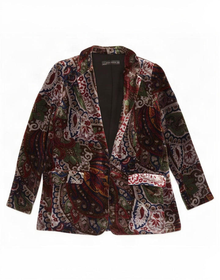 Blazer pentru femei Zara cu 1 nasture UK14 Medium Multicolor Paisley