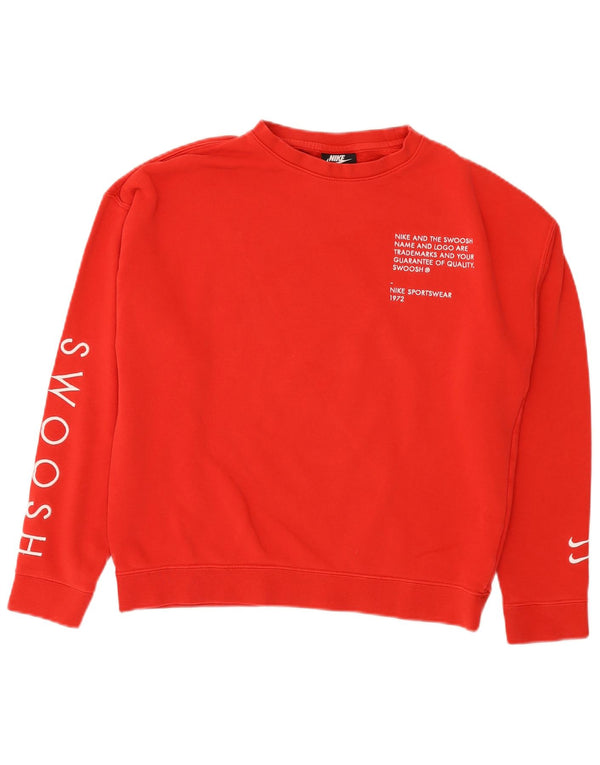 Pulover pentru fete Nike Swoosh Graphic Standard Fit 13-14 ani XL Roșu