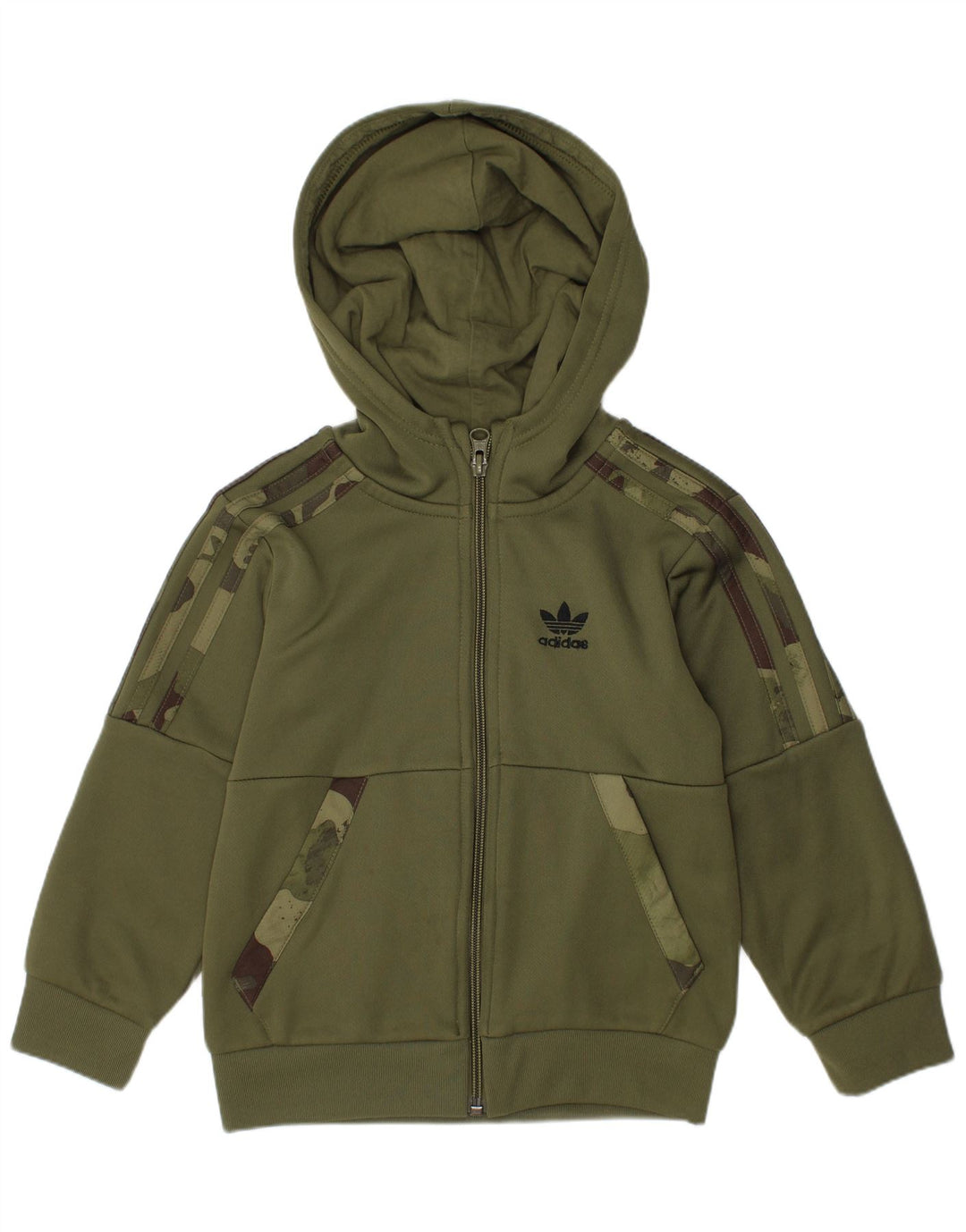 ADIDAS Boys Zip Hoodie Sweater 4-5 Years Green Polyester