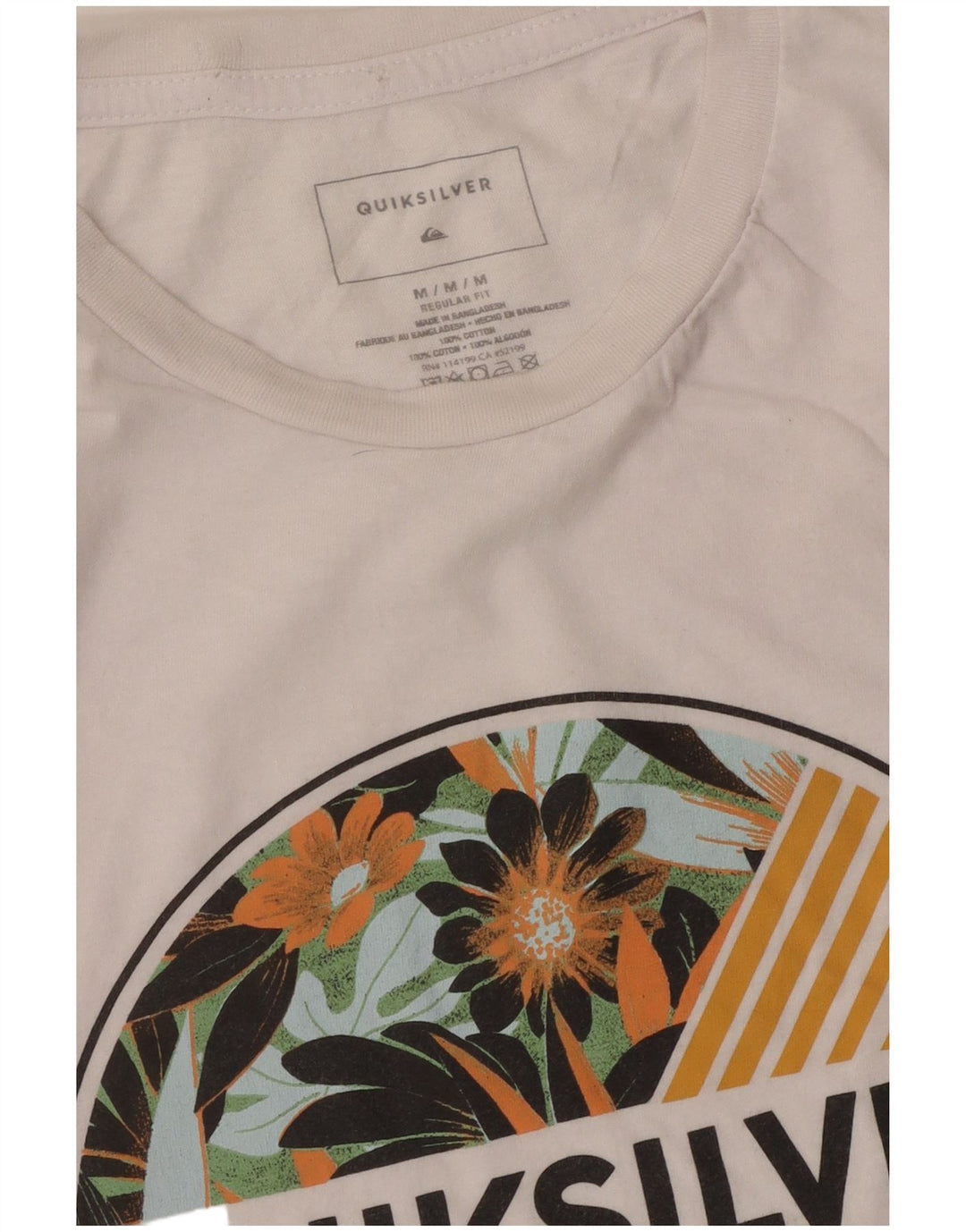 Tricou grafic Quiksilver pentru femei, cu croiala normală, UK 14, bumbac alb mediu