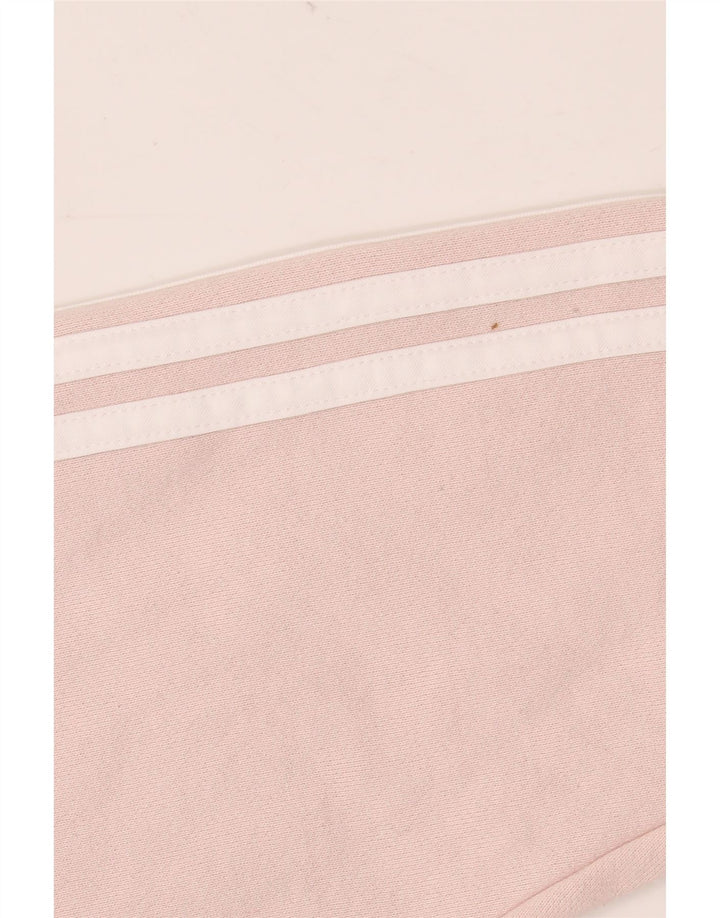 Pulover ADIDAS pentru femei, crop supradimensionat, cu fermoar, bumbac mic, roz, UK 8/10