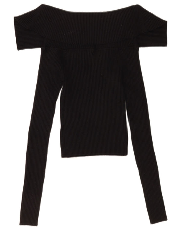 Crop Top pentru femei Zara cu mânecă lungă UK 8 Mic Negru
