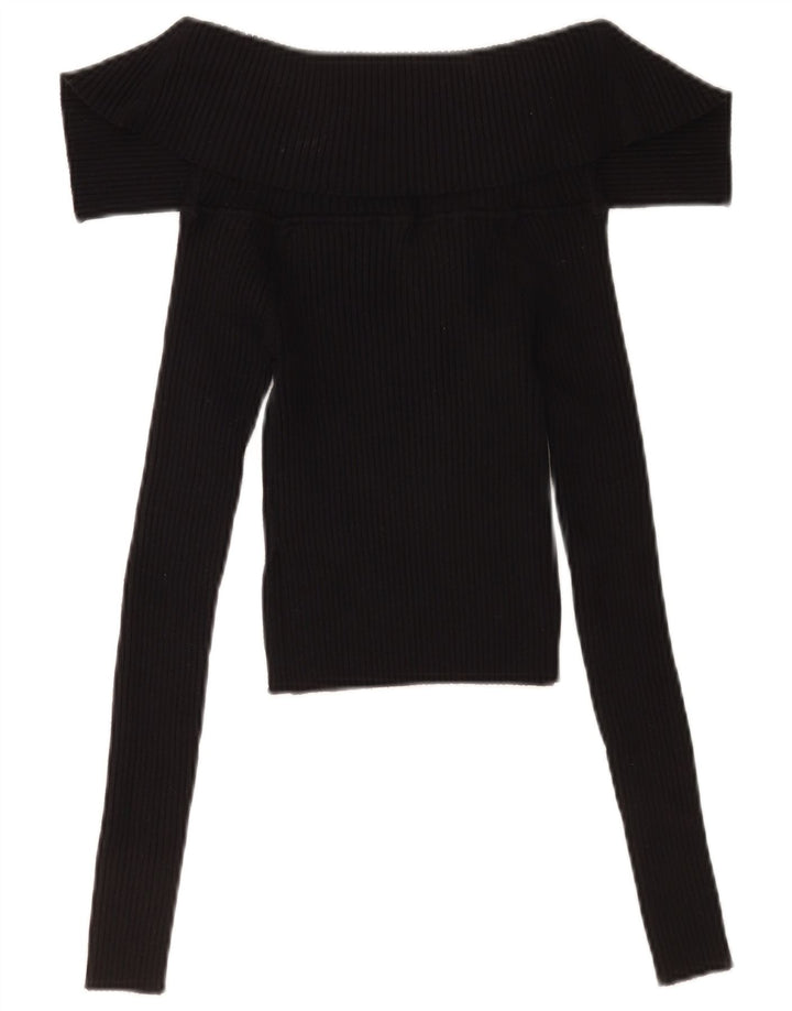 Crop Top pentru femei Zara cu mânecă lungă UK 8 Mic Negru