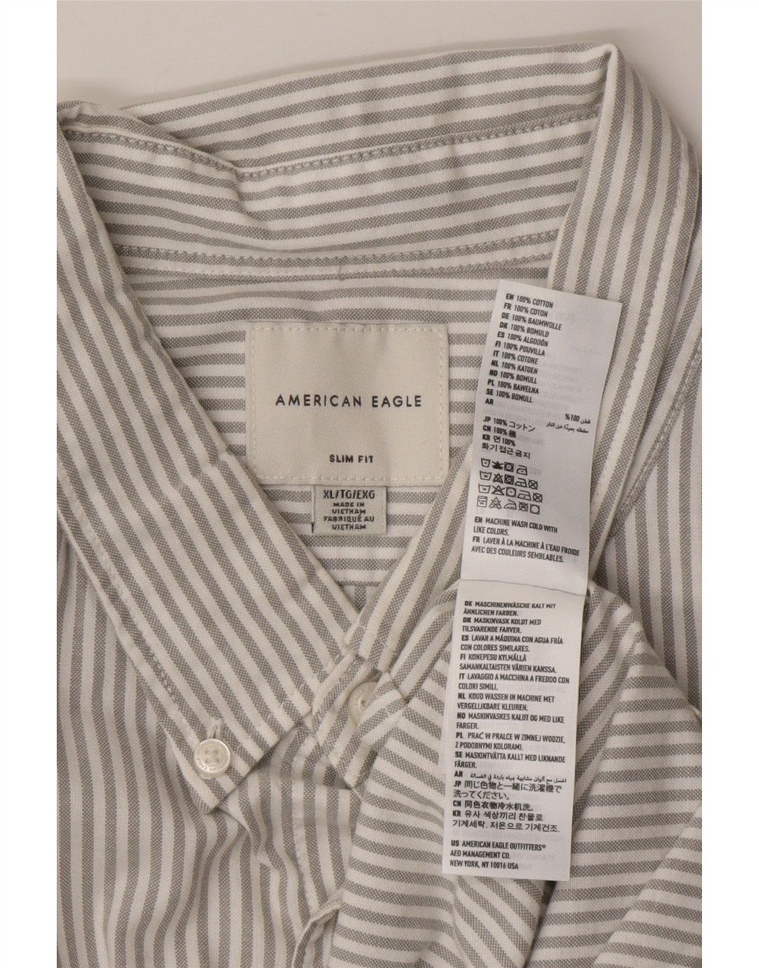 AMERICAN EAGLE Cămașă Slim Fit pentru bărbați XL, bumbac cu dungi gri