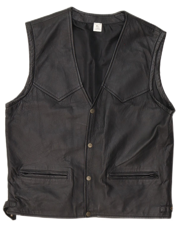 Gilet din piele vintage pentru bărbați UK 42 XL din piele neagră
