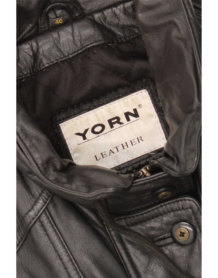 Palton de piele supradimensionat pentru femei Yorn EU 40 Medium Black