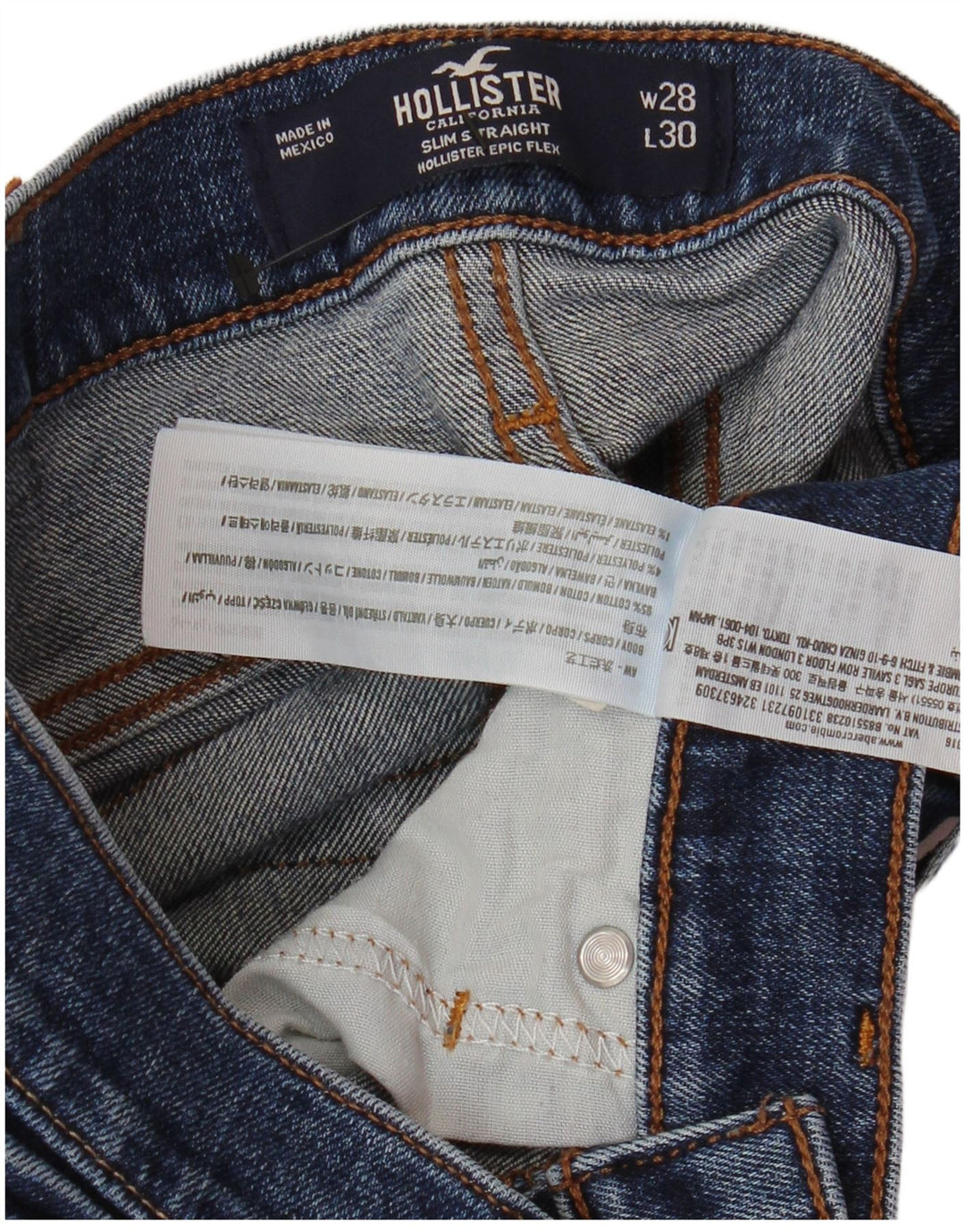Hollister blugi slim drepte pentru bărbați din Mexic W28 L30 bumbac albastru