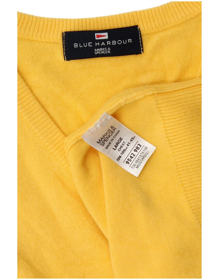 Marks & Spencer Pulover cu decolteu în V Blue Harbour pentru bărbați, galben mare