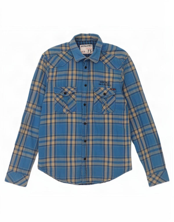 Cămașă de flanel Jack & Jones pentru femei, bumbac carouri albastru mediu