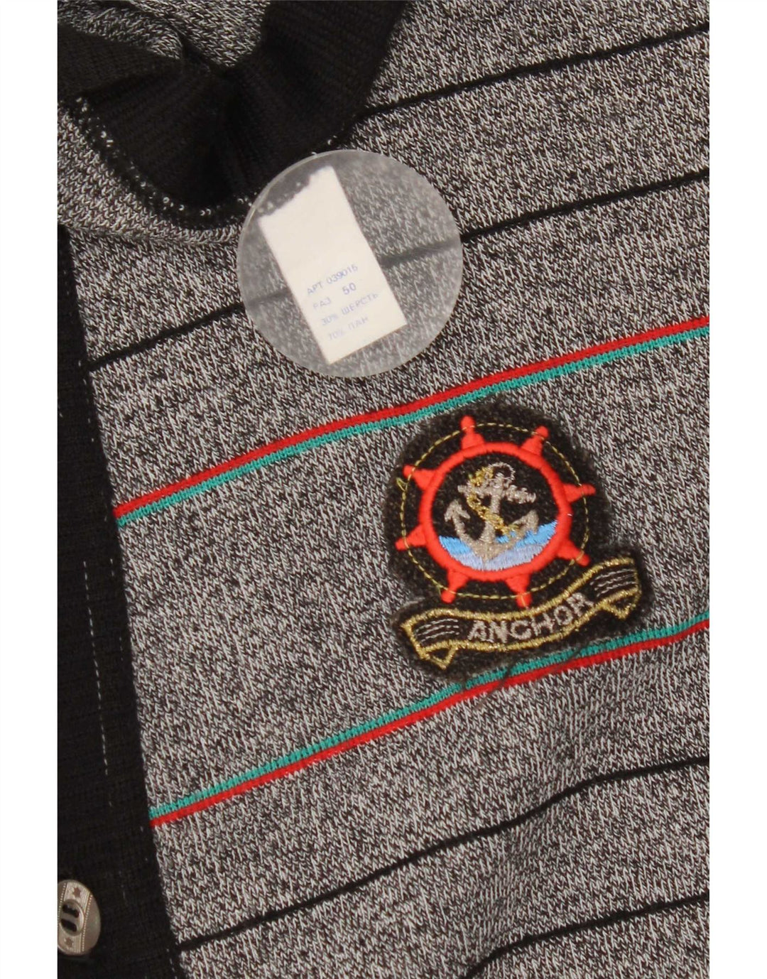 Pulover Cardigan Vintage pentru bărbați IT 50 Medium Gri cu dungi