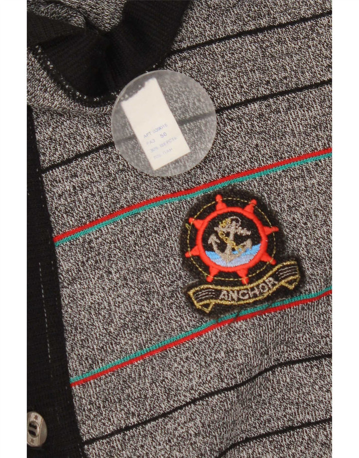 Pulover Cardigan Vintage pentru bărbați IT 50 Medium Gri cu dungi